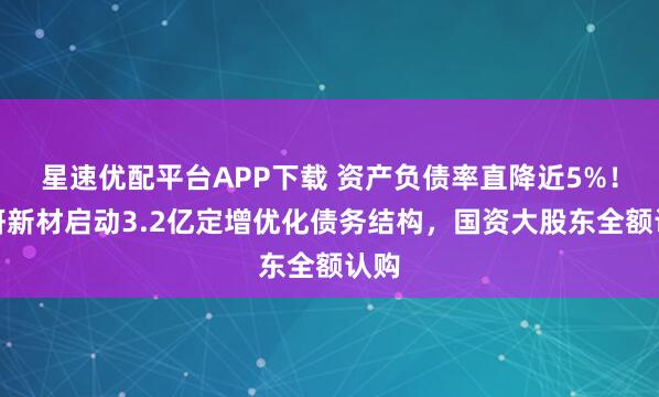 星速优配平台APP下载 资产负债率直降近5%！有研新材启动3.2亿定增优化债务结构，国资大股东全额认购